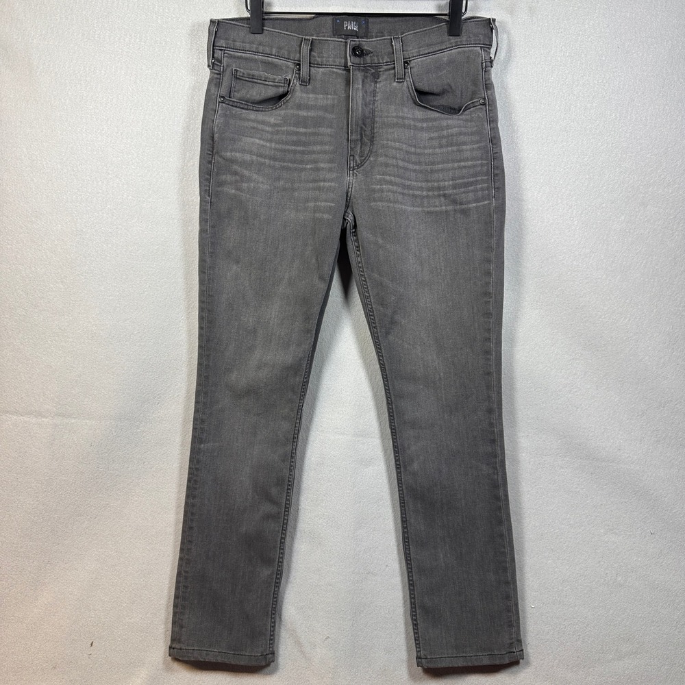 Paige Lennox Slim Fit Jeans Mens 32 Truxton Dark Grey TRANSCEND Stretch Denim